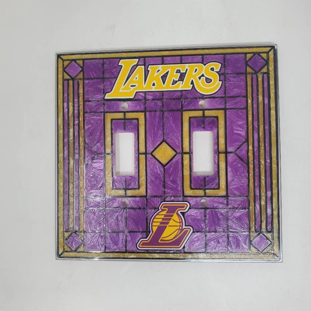NBA Los Angeles Lakers "Stain Glass" Light Switch Double Plate Cover